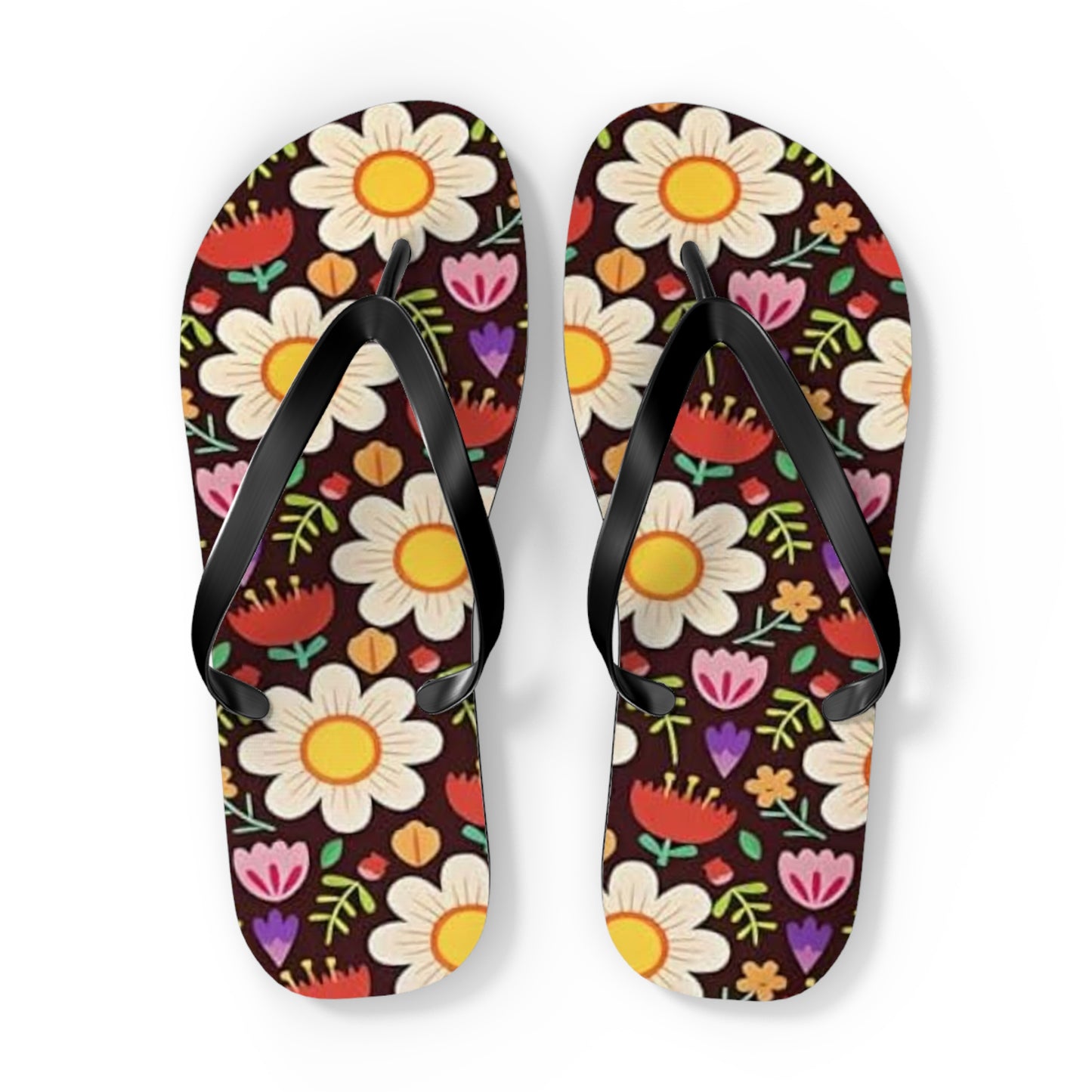 Waves And Sun Sandals Flower Bouquet Summer Flip Flops Slides BRAND NEW