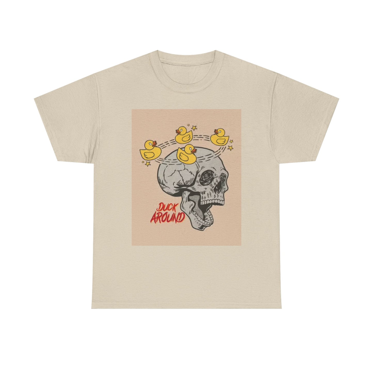 Duck Around Skull Graphic T Shirt Retro Funny Unisex Heavy Cotton Tee