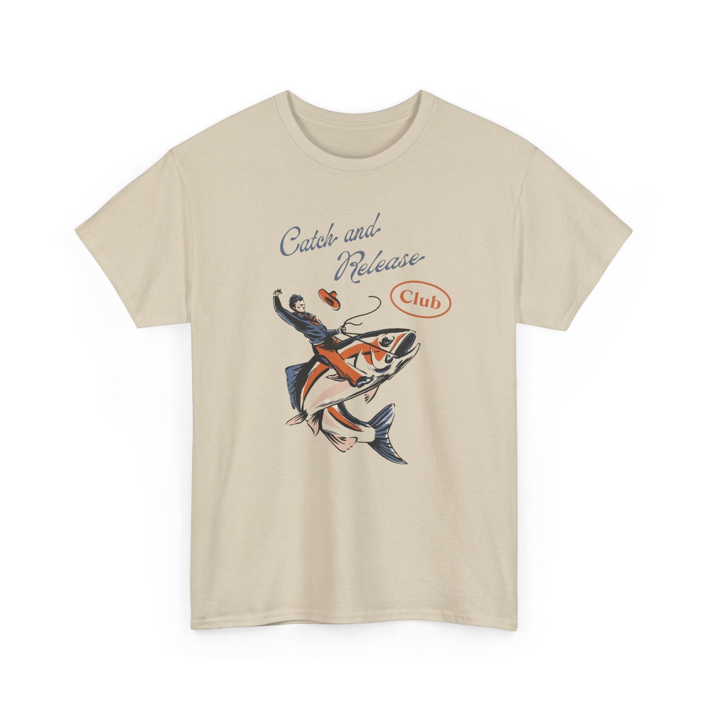 Catch And Release Fishing Club Graphic T Shirt Unisex Heavy Cotton Tee Gift New
