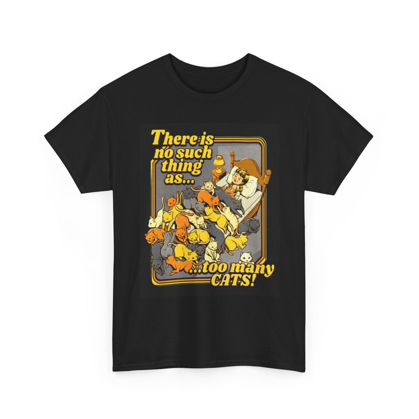 Never To Many Cats Funny Graphic Shirt Vintage Poster Unisex Heavy Cotton Tee