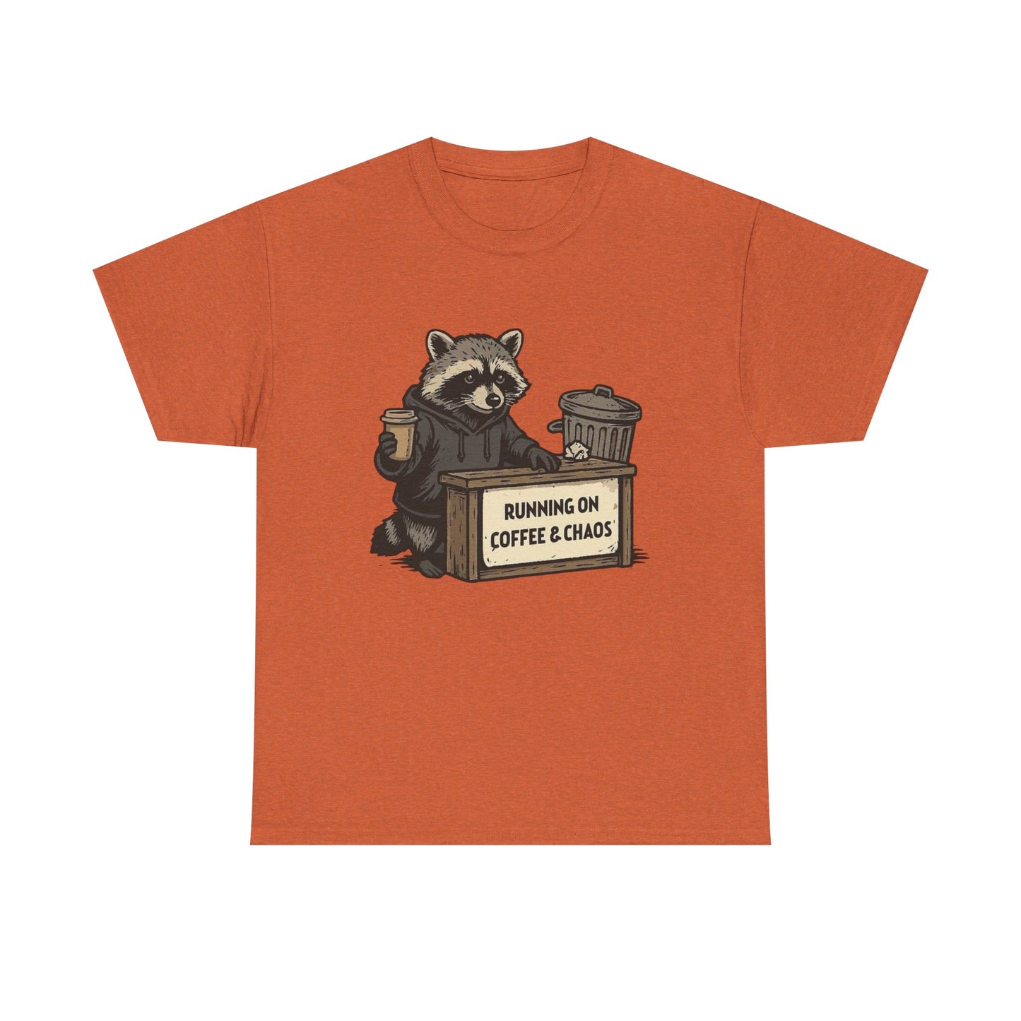 Running On Coffee And Chaos Funny Graphic T Shirt Heavy Cotton Tee Gift Vintage