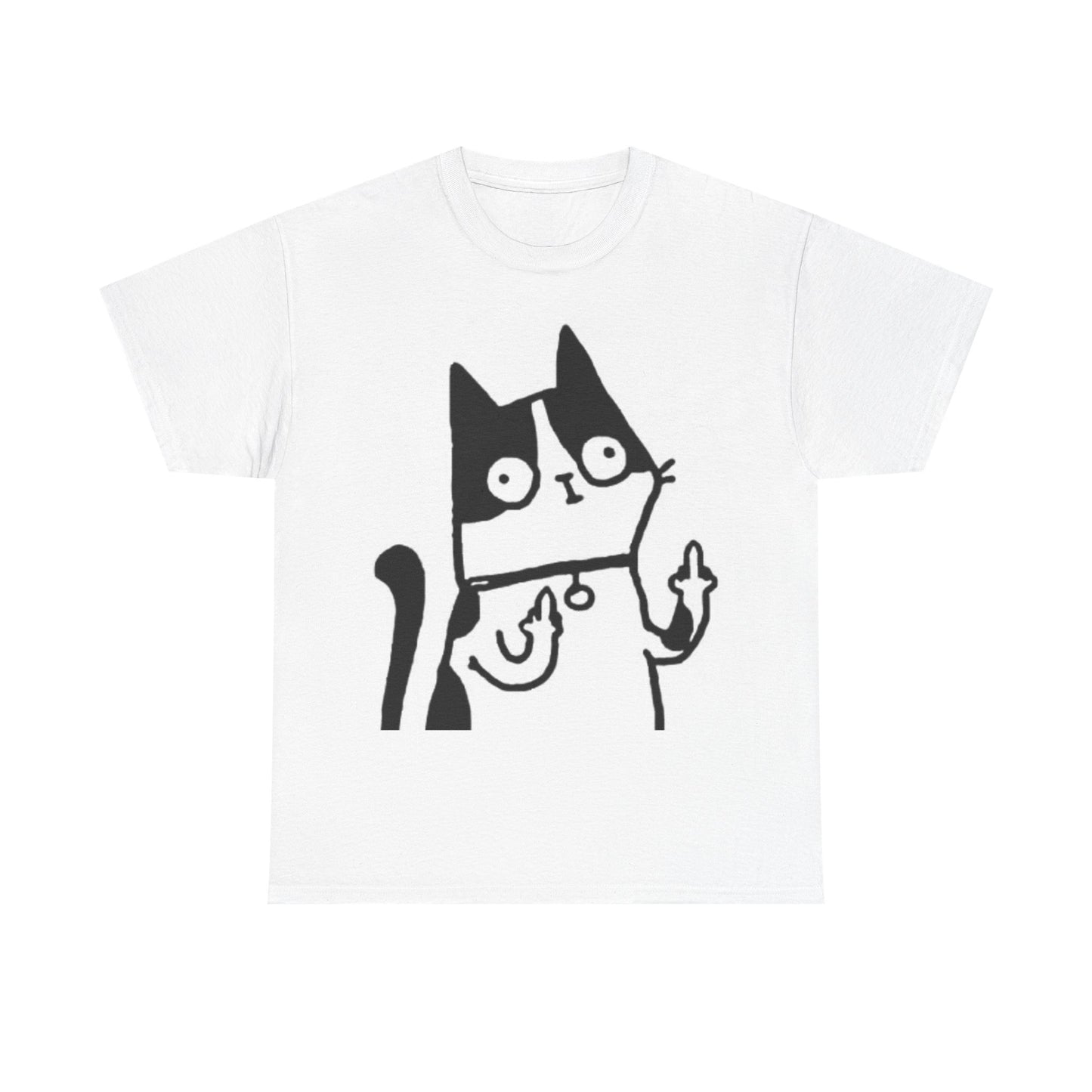 Cat Middle Finger Funny Graphic Shirt Gift Unisex Heavy Cotton Tee