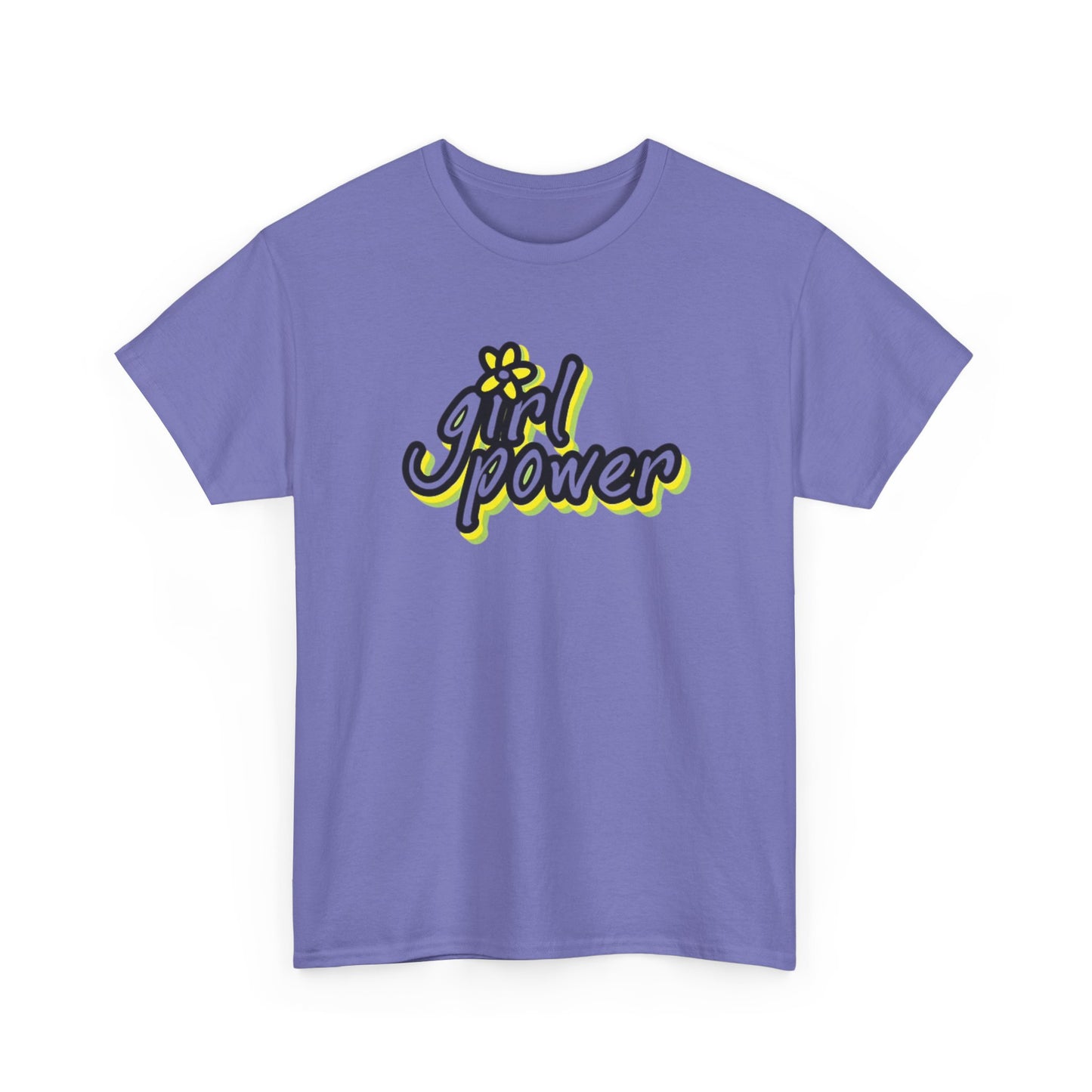 Girl Power Graphic T Shirt Girly Tee Retro Flower Power Unisex Heavy Cotton Tee