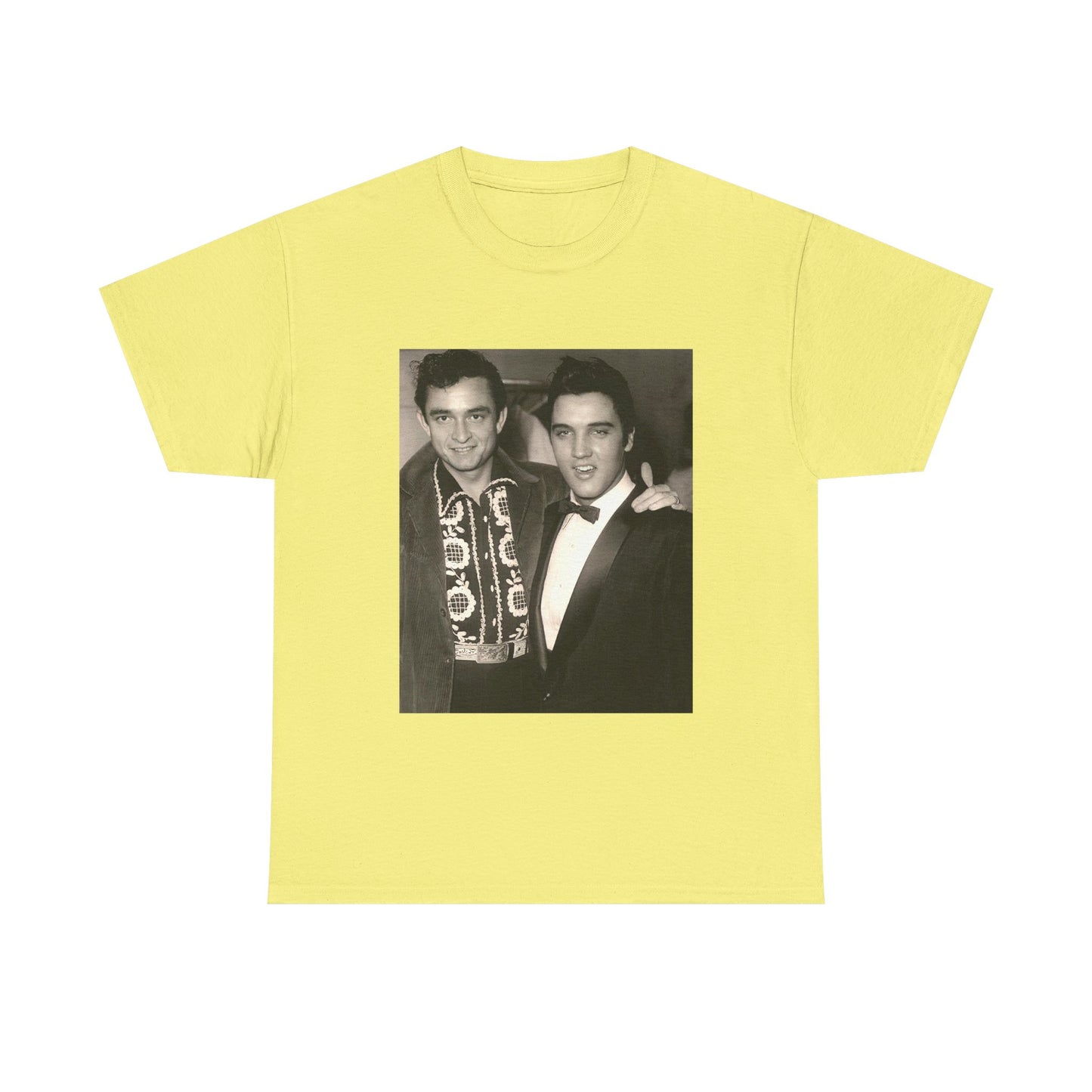 Elvis And Johnny cash shirt vintage graphic art black and white Heavy Cotton