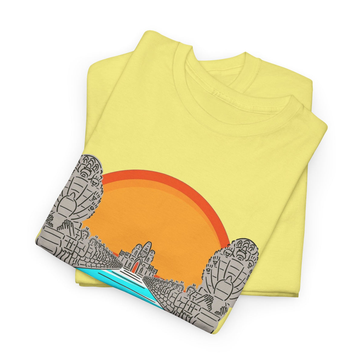 Cambodia Angkor Wat Sunset T-Shirt Men's Graphic Tee Retro