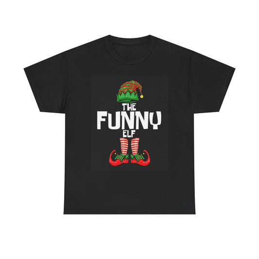 The Funny Elf Tshirt Cute Christmas Holidays Time Winter Unisex Heavy Cotton Tee