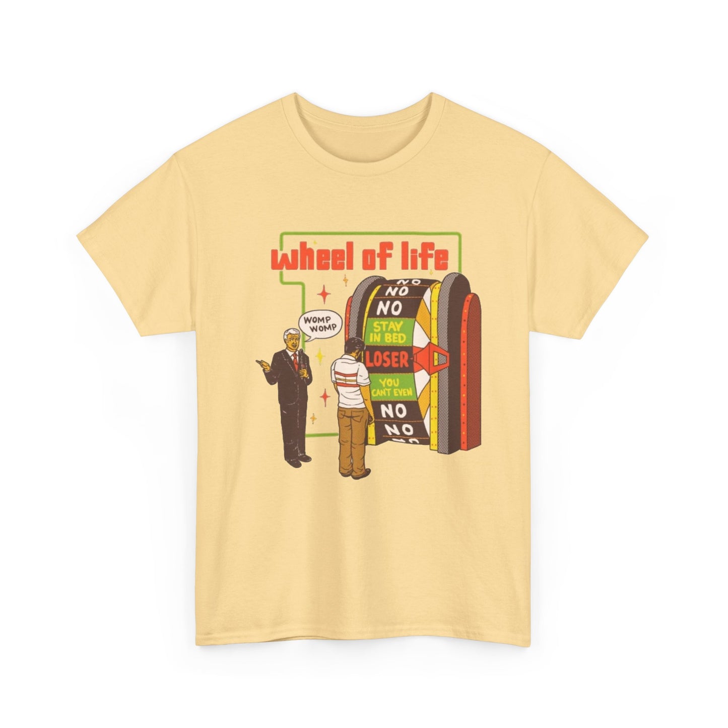 Wheel Of Life Funny Dark Humor Jokes Graphic T Shirt Regular Men's Heavy Cotton Tee