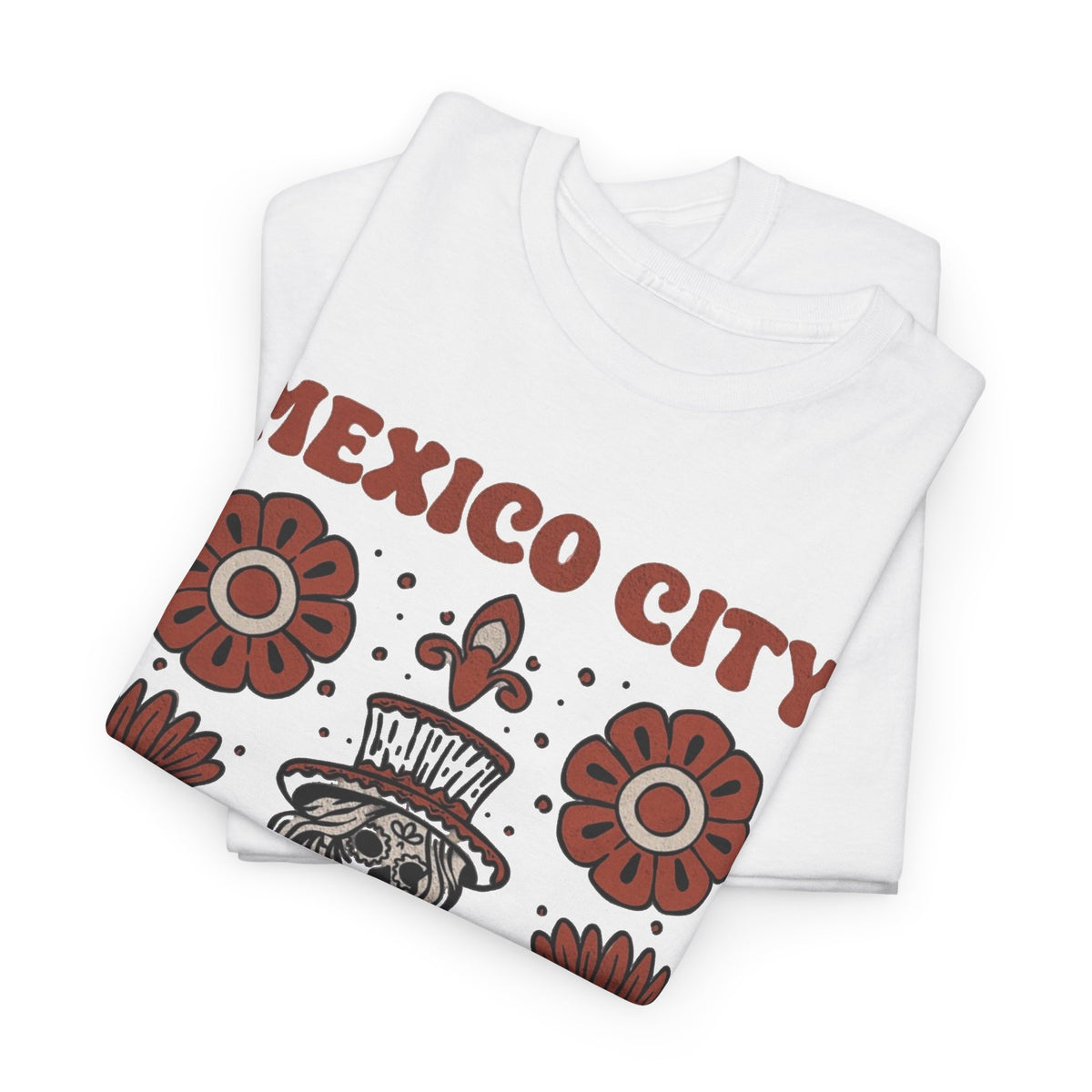 Mexico City Skull and Flowers T-Shirt, Laugh Your Soul Graphic Men's Graphic Tee