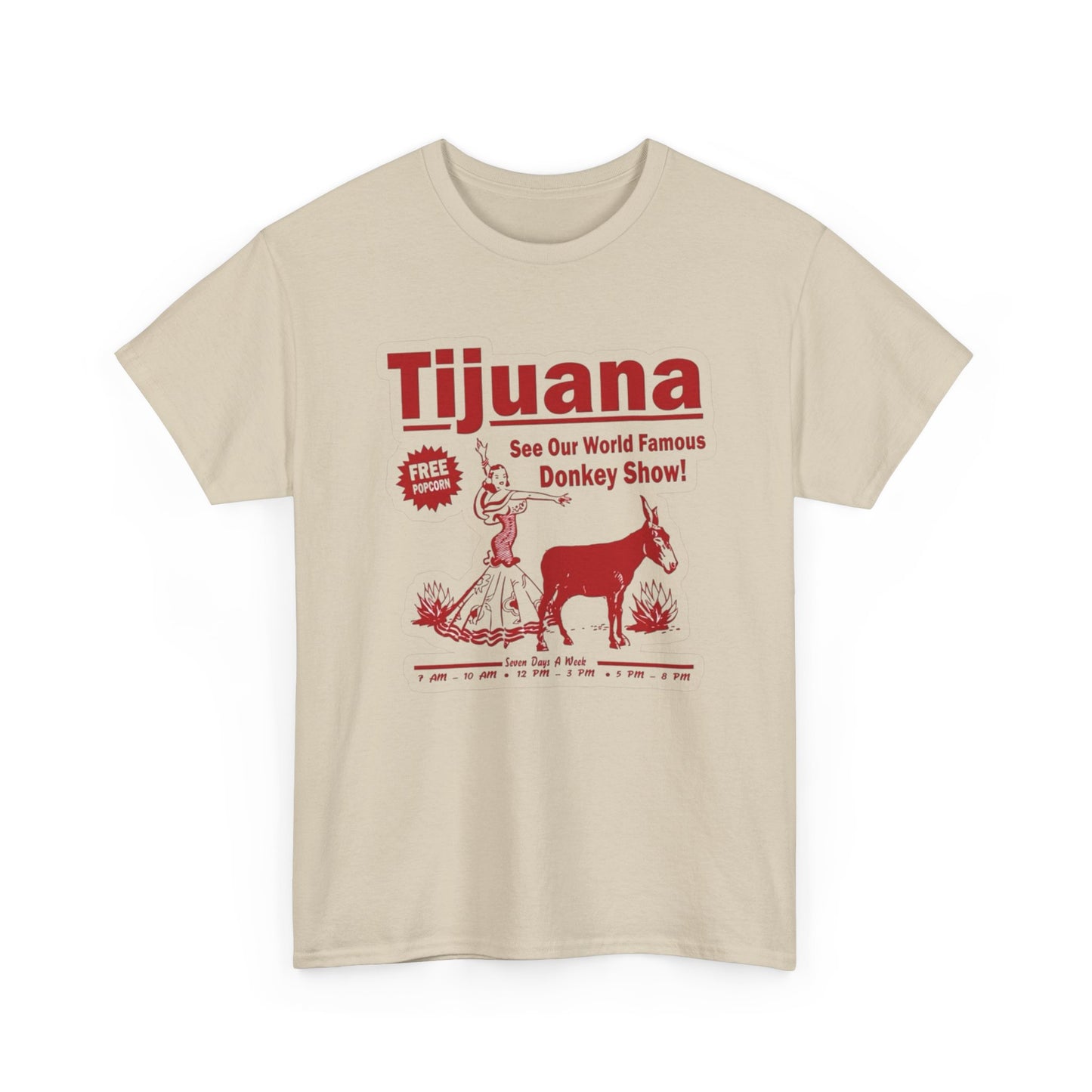 Tijuana Mexico Donkey Show Funny Graphic T Shirt S-5XL NEW Unisex Heavy Cotton