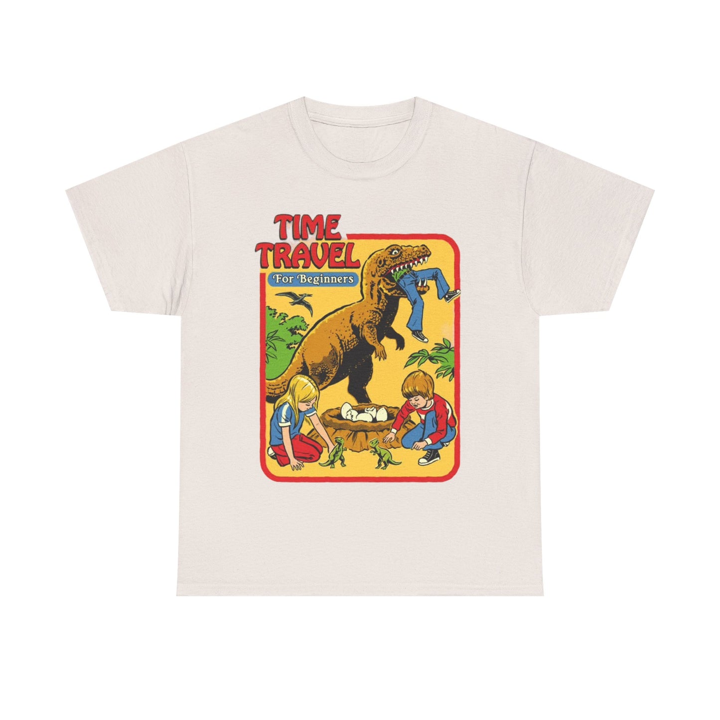 Time Travel Funny T shirt Kids Dinosaur Museum Unisex Heavy Cotton Tee 80s Retro