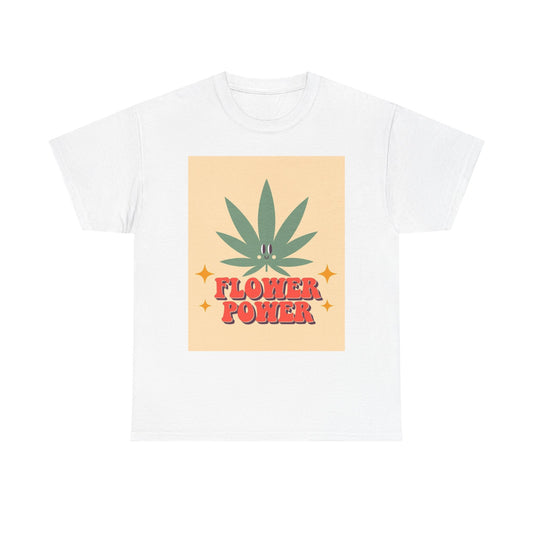 Flower Power Retro T Shirt Vintage Vibes 420 Unisex Heavy Cotton Tee