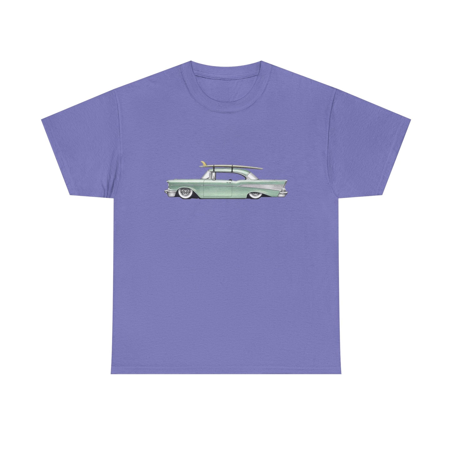 57 Chevy Cruiser Surfer Graphic T Shirt Unisex Heavy Cotton Tee NEW