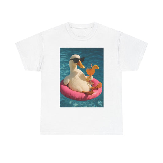Duck On Vacation Funny Graphic T-Shirt Unisex Heavy Cotton Tee NEW