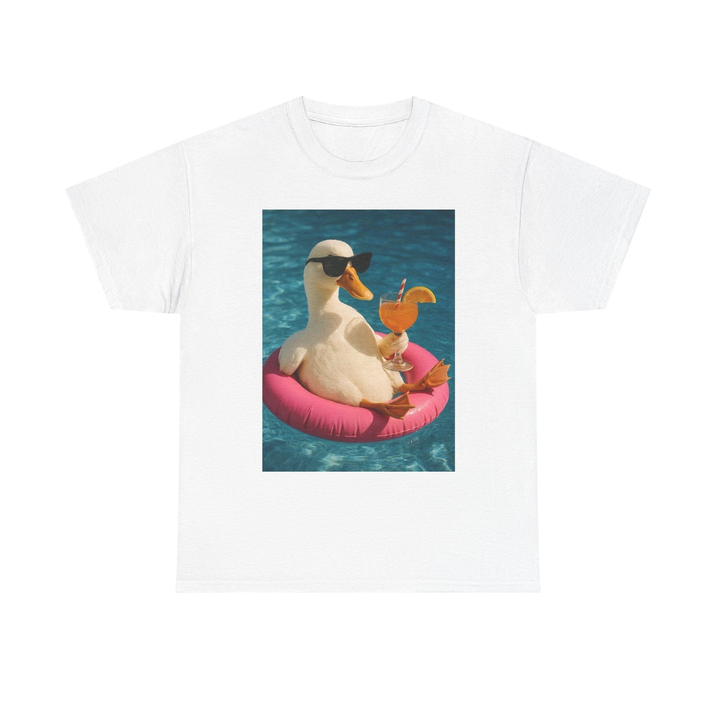 Duck On Vacation Funny Graphic T-Shirt Unisex Heavy Cotton Tee NEW