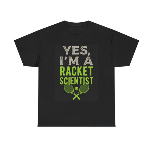 Tennis Racket Scientist Graphic Shirt Funny Unisex Heavy Cotton Tee