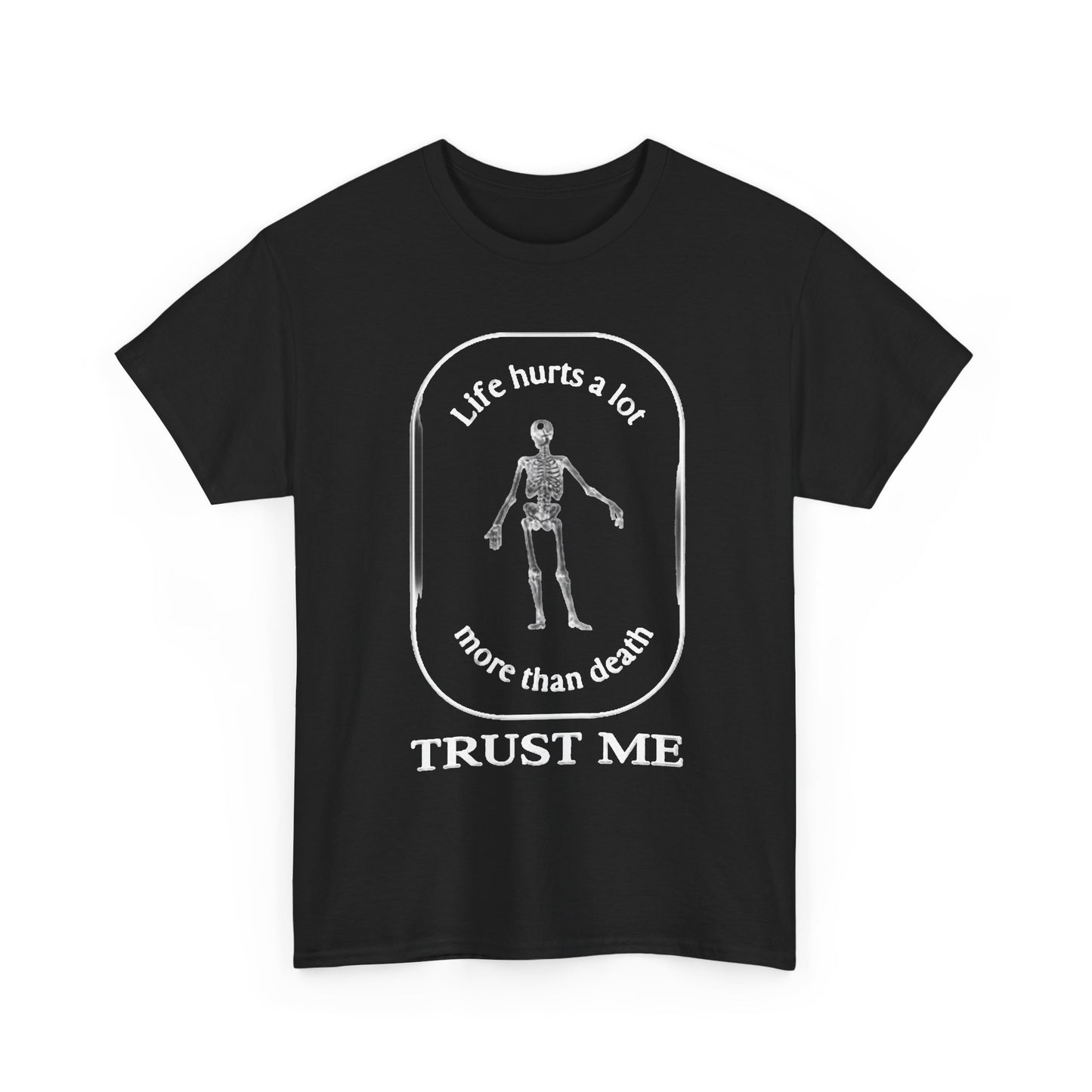 It Hurts Alot T Shirt Funny Death Skeleton graphic Jokes Unisex Heavy Cotton Tee