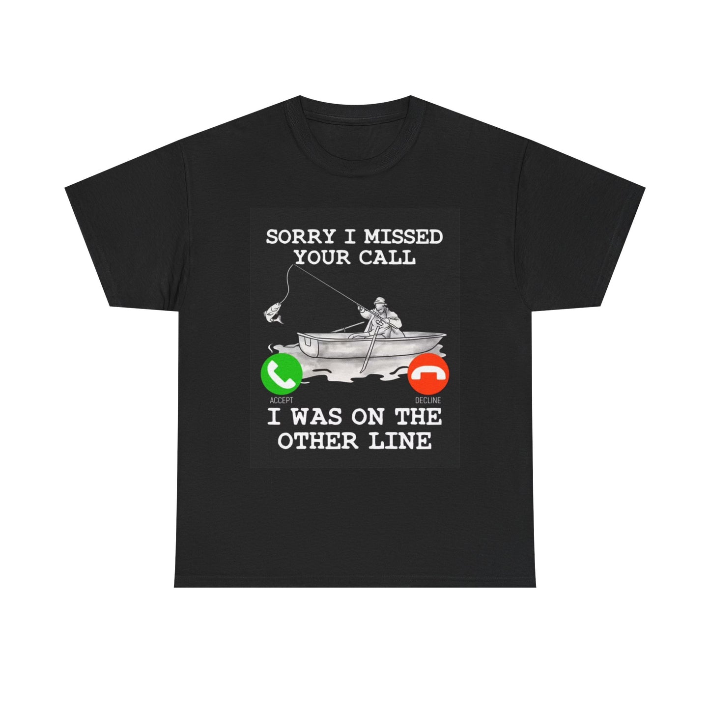 Fishing Outdoors Graphic T Shirt On The Line Funny Boats Unisex Heavy Cotton Tee