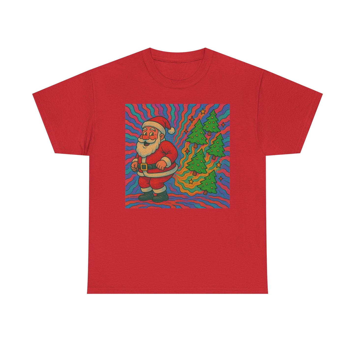 Santa Christmas Tree Cakes Funny Graphic T Shirt Trippy Unisex Heavy Cotton Tee
