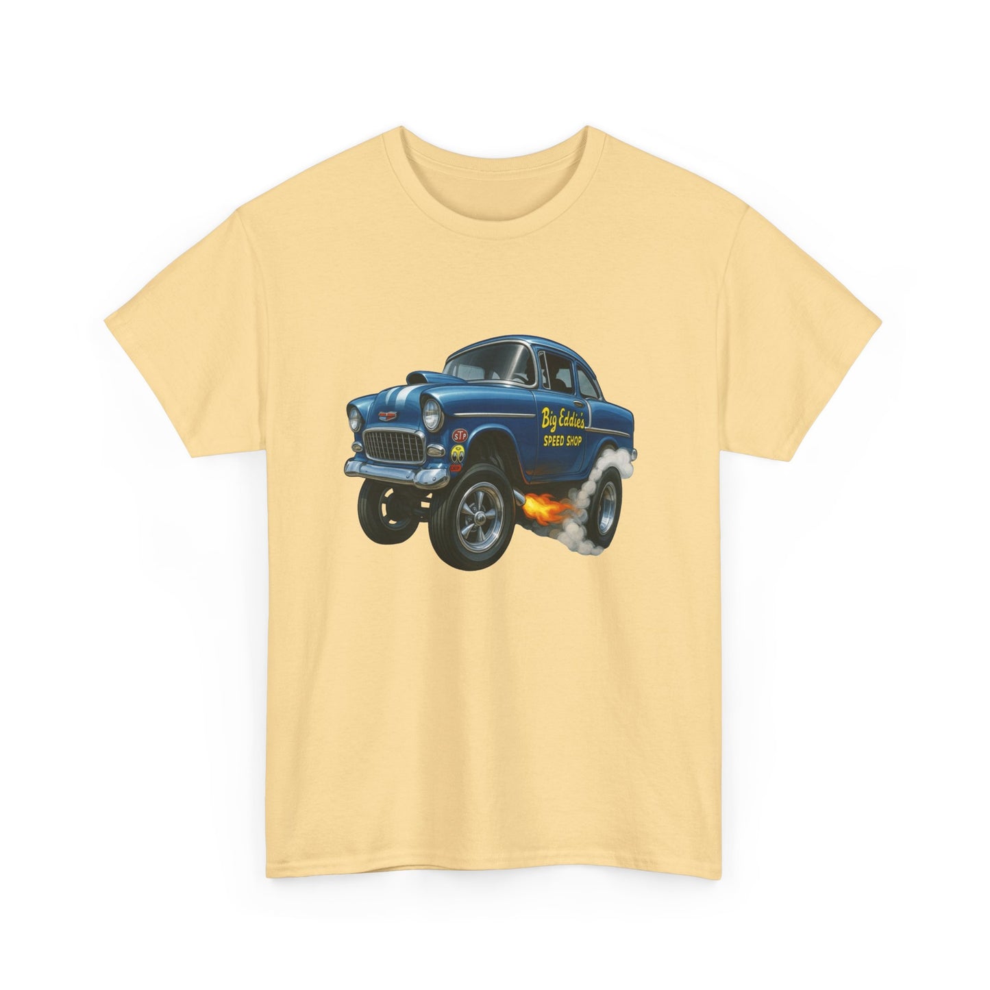 55 Chevy Hotrod Gasser Speed shop Graphic T Shirt Unisex Heavy Cotton Tee NEW
