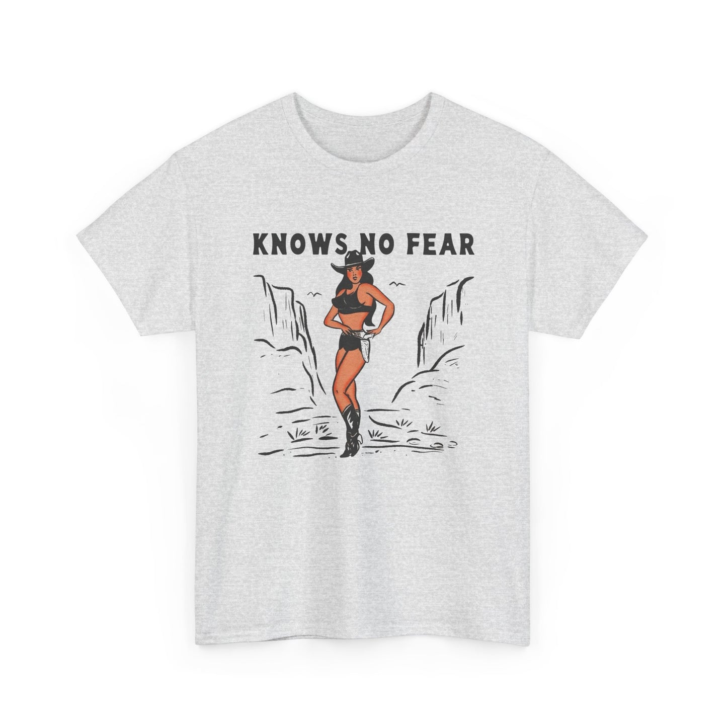 Cowgirl Knows No Fear Graphic T-Shirt Cotton Tee New Gift Vintage