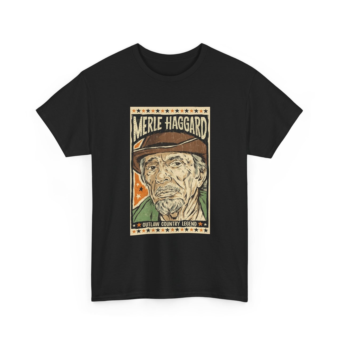 Merle Haggard Tshirt Outlaw Country Vintage Poster Unisex Heavy Cotton Tee