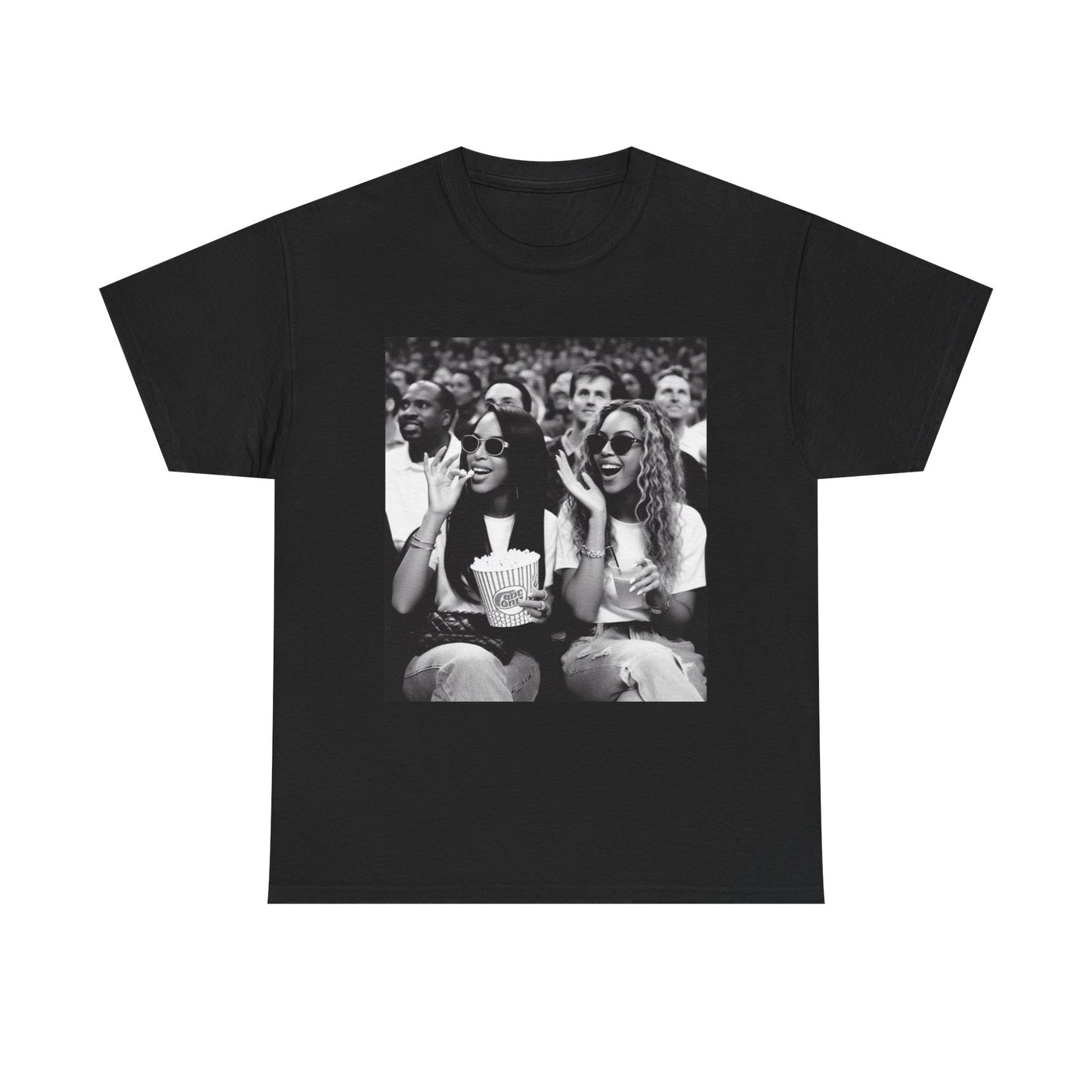 Aaliyah and Beyonce Tshirt Vintage Courtside Photo Tour Unisex Heavy Cotton Tee