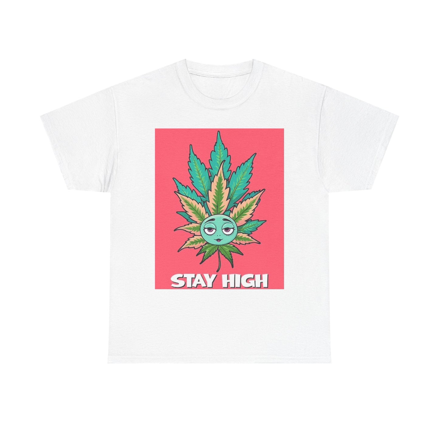 Stay High Graphic T Shirt Weed Leaf Vintage Funny Unisex Heavy Cotton Tee