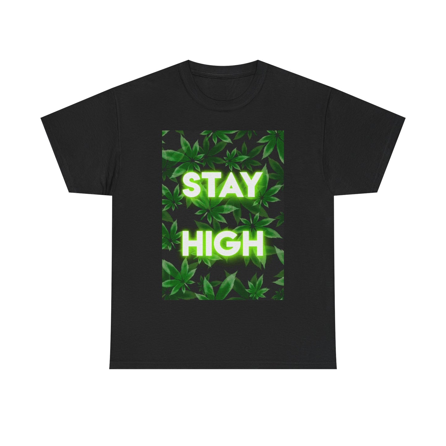 Stay High Tshirt How High Weed leaf art funny concert Unisex Heavy Cotton Tee