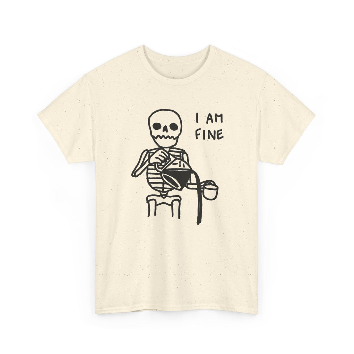 Skeleton I Am Fine Graphic T-Shirt Men's Tee Funny
