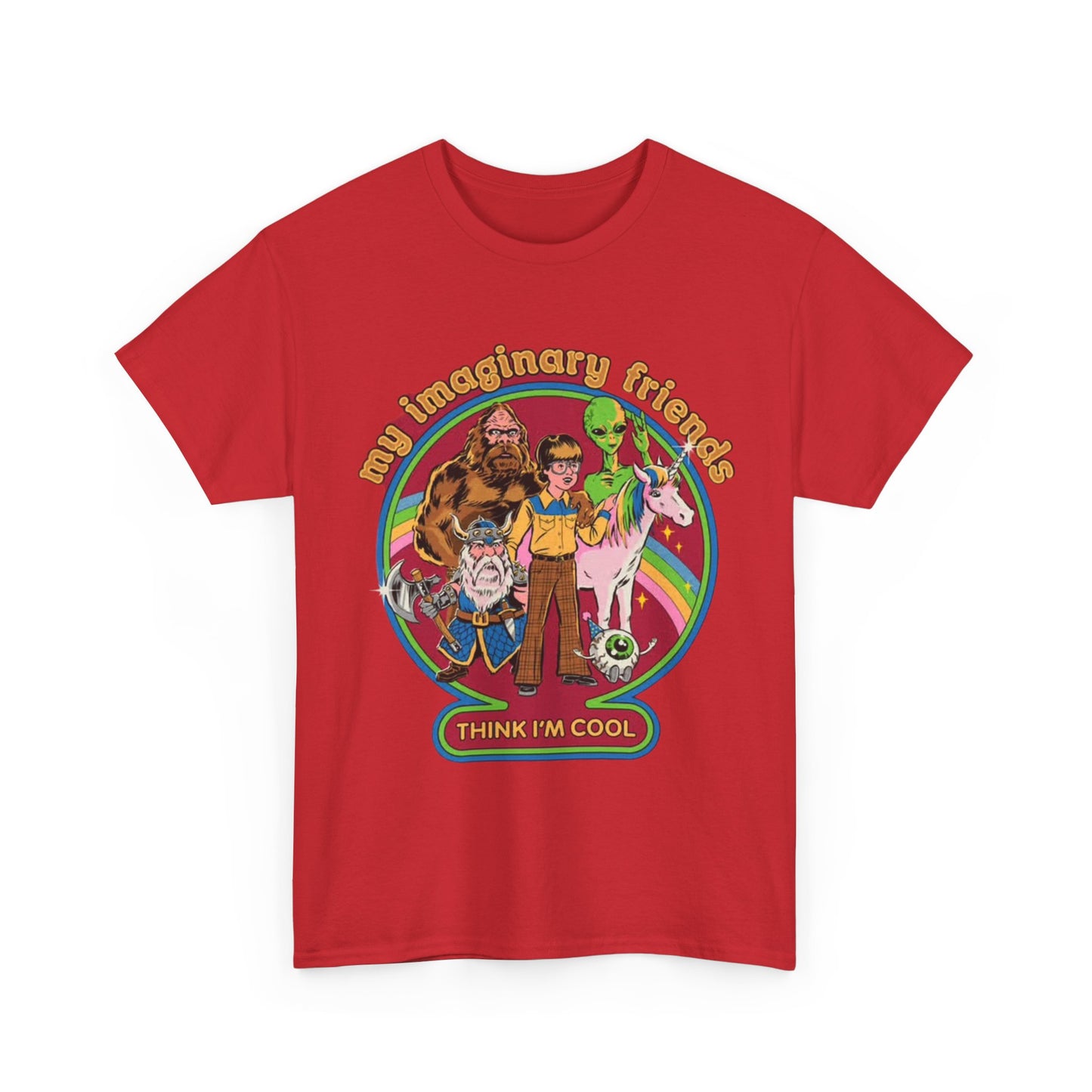 Imaginary Friends Tshirt Funny Aliens 80s retro Art Unisex Heavy Cotton Tee