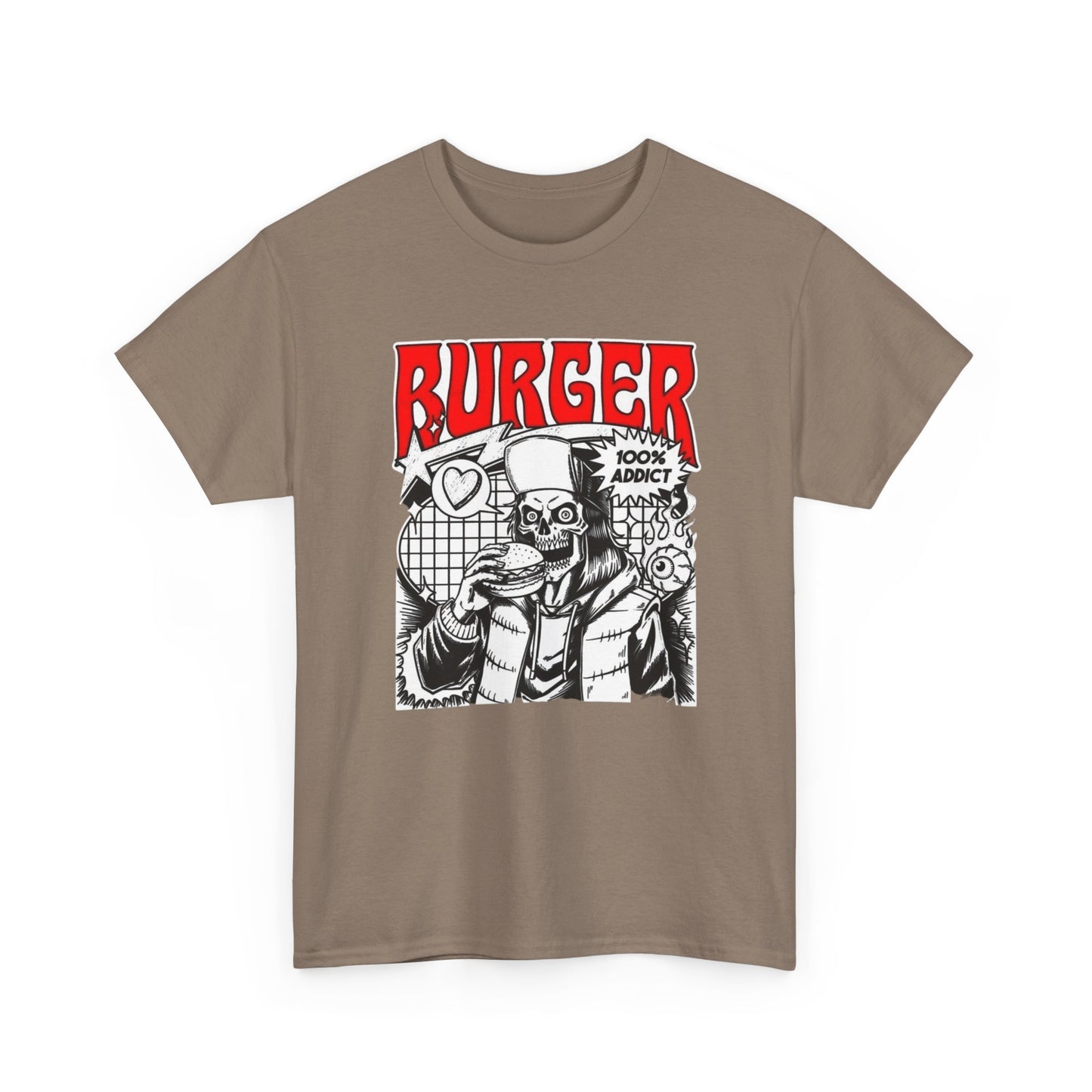 Burger Addict Funny Graphic T Shirt Unisex Heavy Cotton Tee