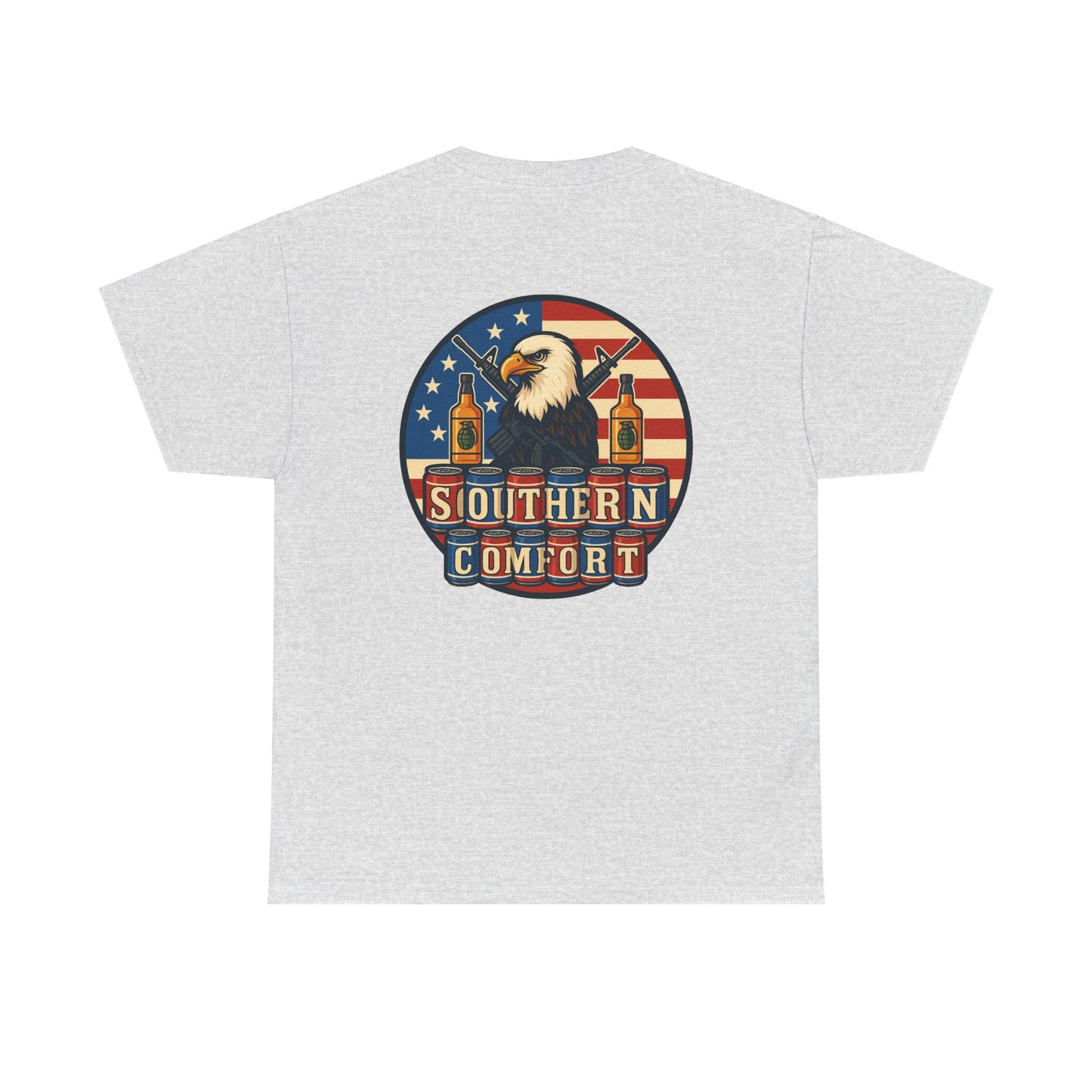 Southern Comfort Graphic T Shirt American Flag-USA-Bald Eagle-Beers-Guns-Whiskey