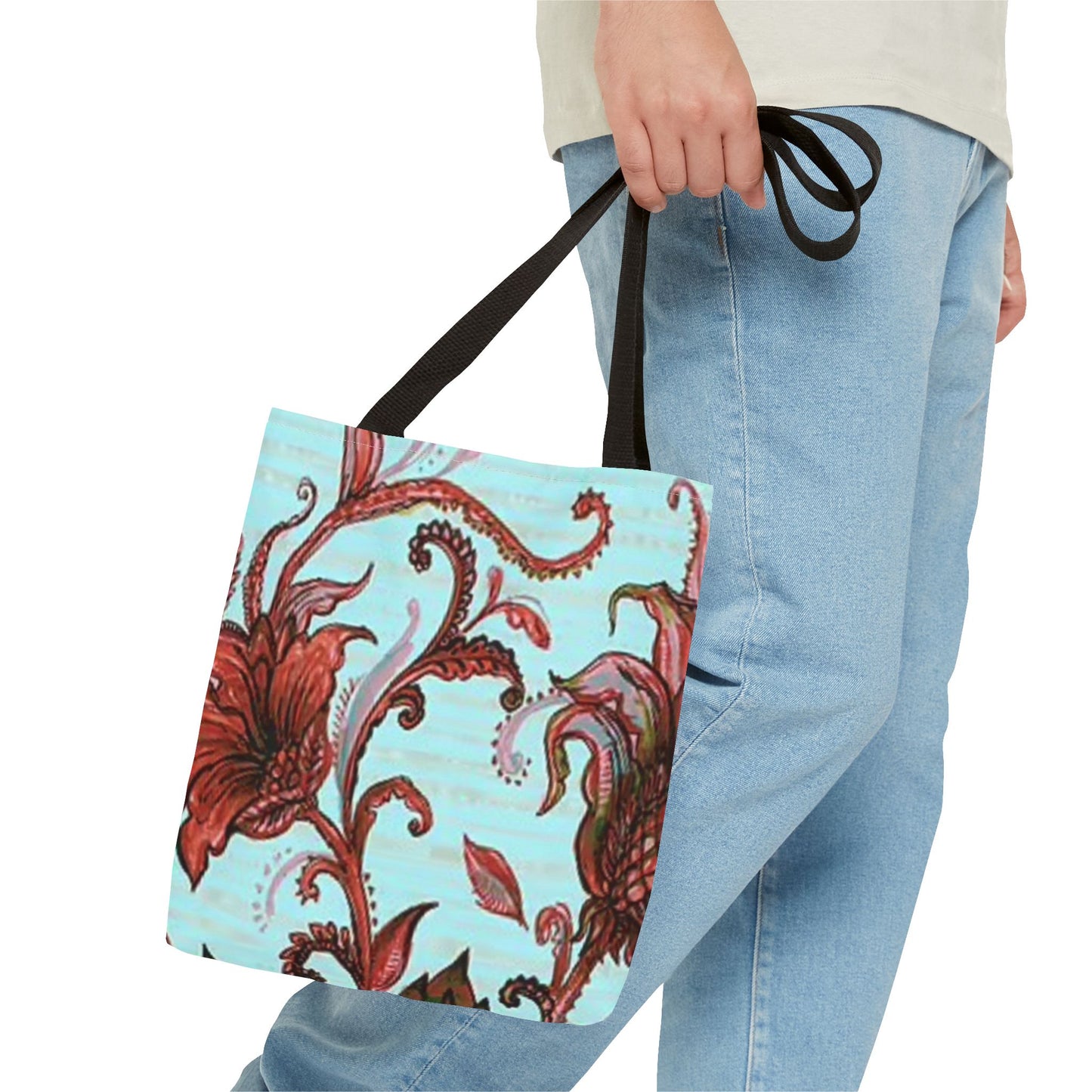 Flowers Turquoise Multi Color BRAND NEW MODERN Tote Bag (AOP)