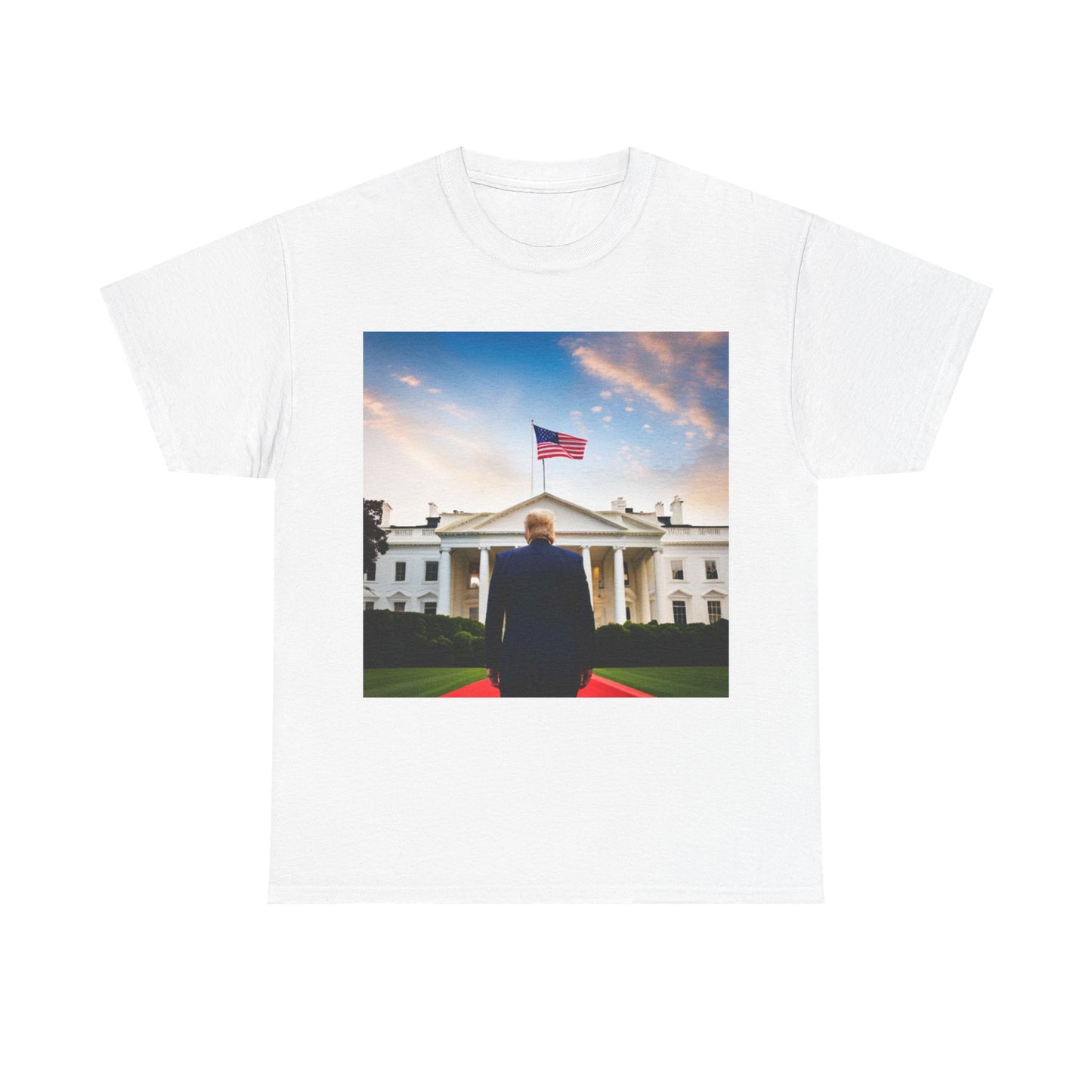 Trump Walking Into White House T shirt 2024 USA America Unisex Heavy Cotton Tee