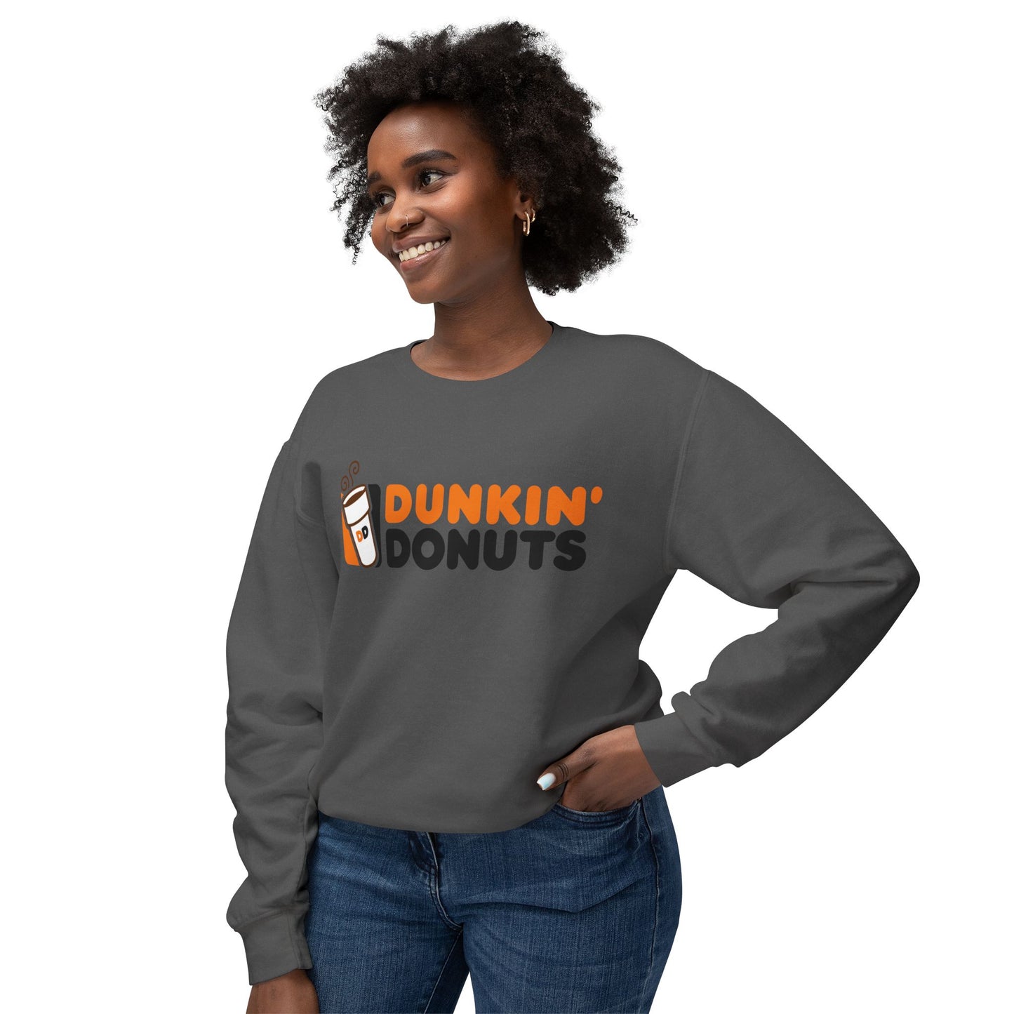 Dunkin Donuts Graphic Retro Logo Coffee Lover Lightweight Crewneck Sweatshirt