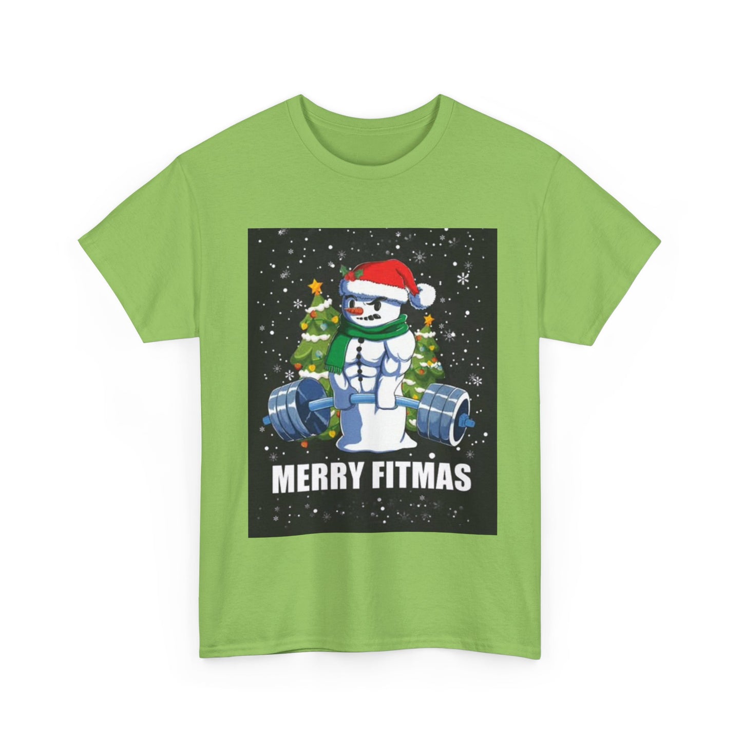 Merry Fitmas Shirt Funny Gym Snowman Christmas Gym Unisex Heavy Cotton Tee