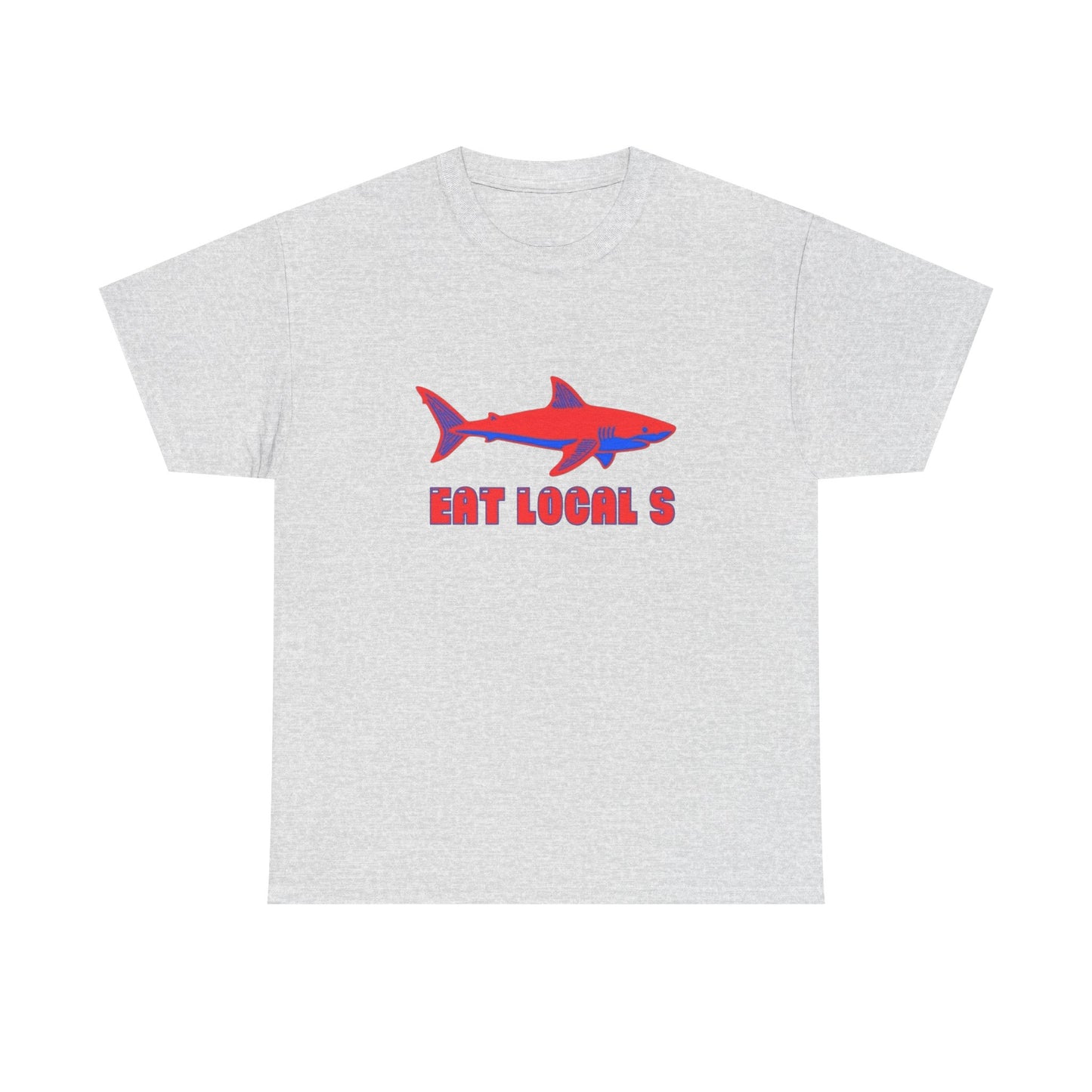 Eat Locals Funny Shark Graphic T Shirt Heavy Cotton Tee