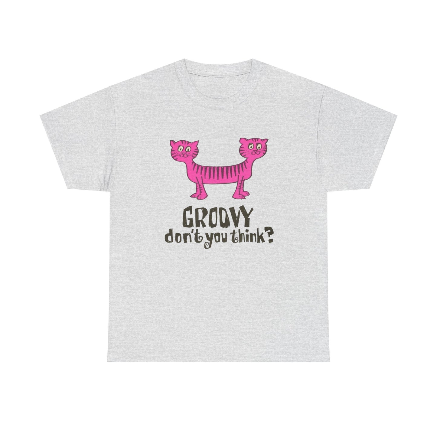 Groovy Cat Graphic T Shirt Unisex Heavy Cotton Tee Gift