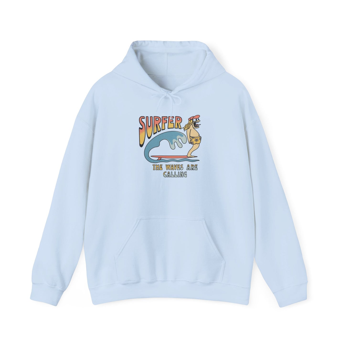 Surfer Waves Are Calling Graphic Hoodie Unisex Heavy Blend™ Hooded Sweatshirt