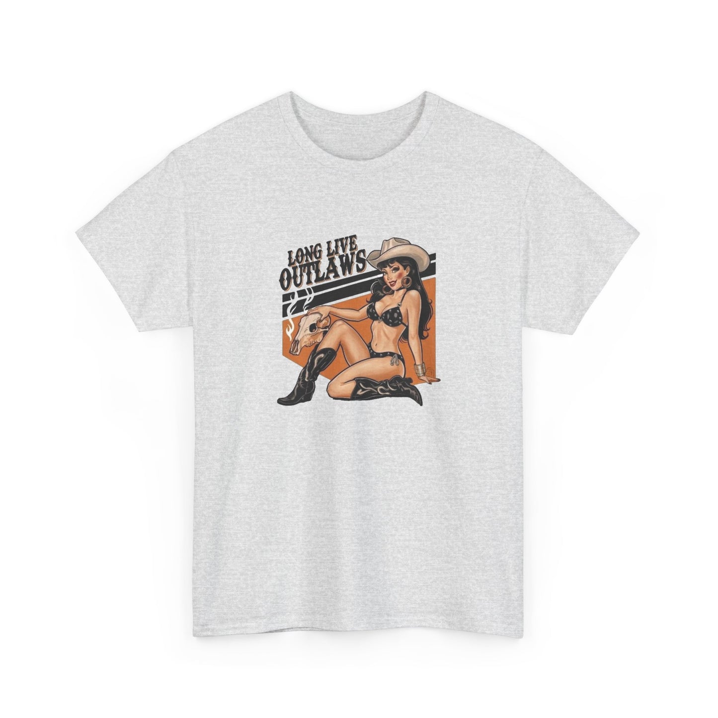Long Live Outlaws Cowgirl Graphic T Shirt Unisex Heavy Cotton Tee GIFT NEW