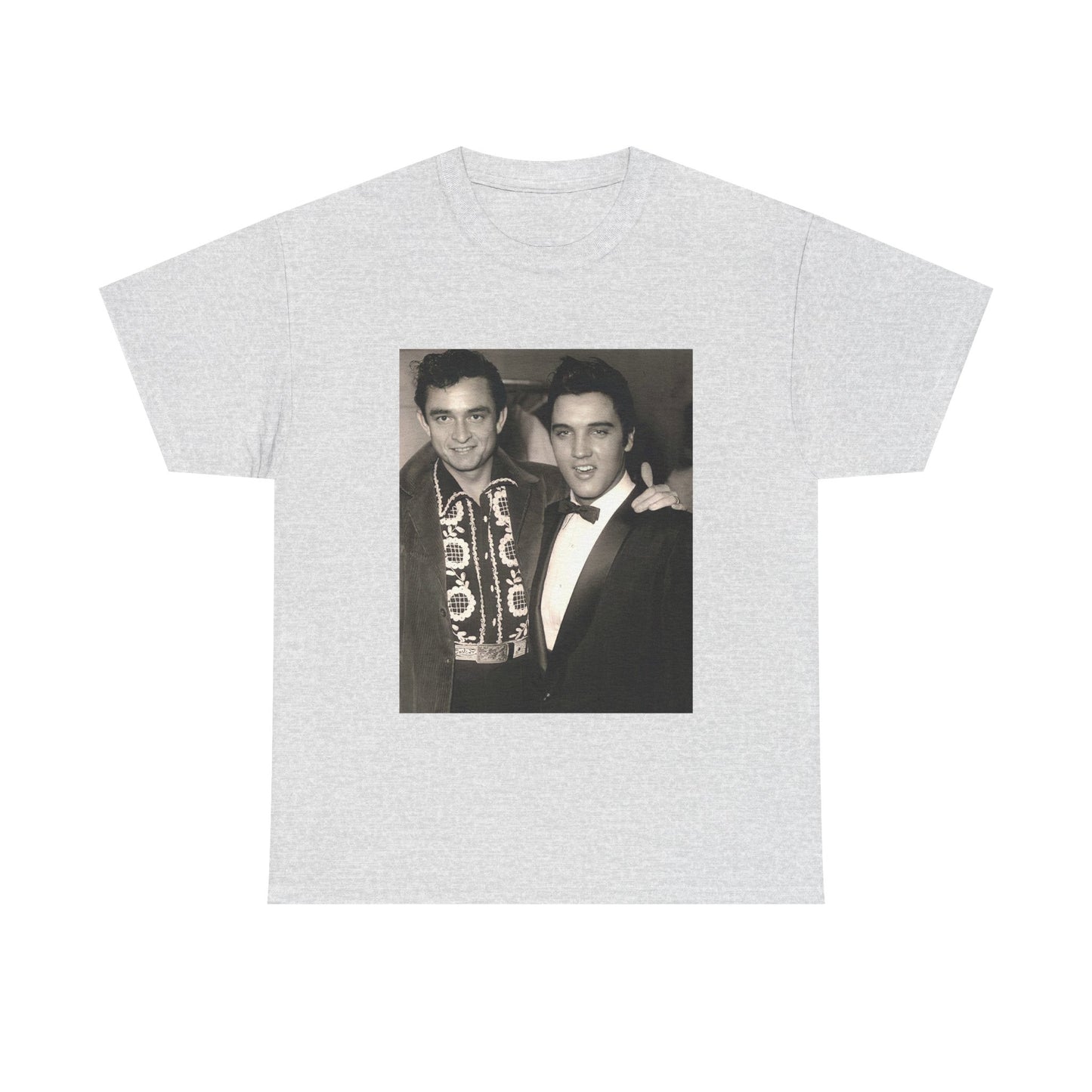 Elvis And Johnny cash shirt vintage graphic art black and white Heavy Cotton