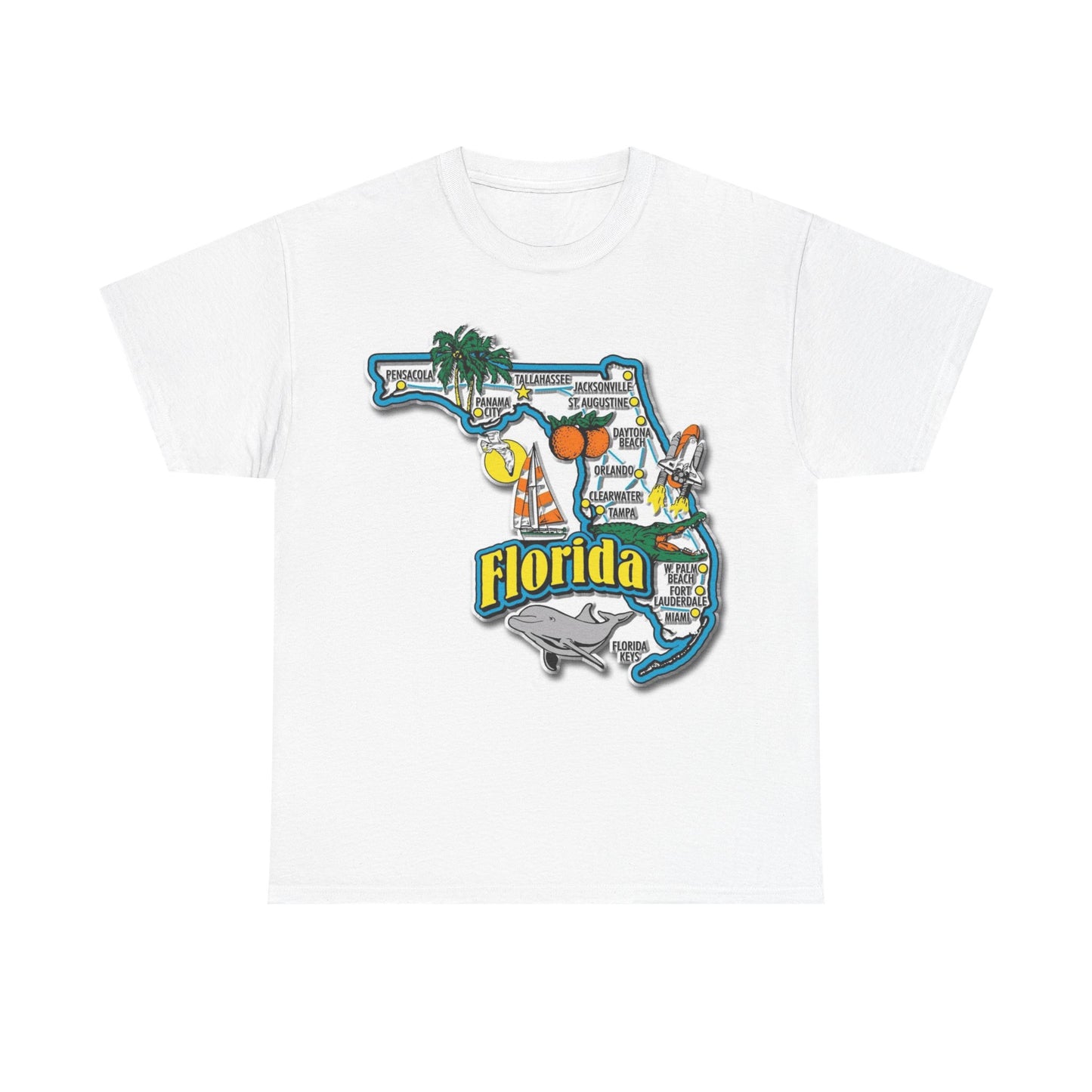 Florida Graphic Tshirt Summer Beach Miami Tampa Unisex Heavy Cotton Tee