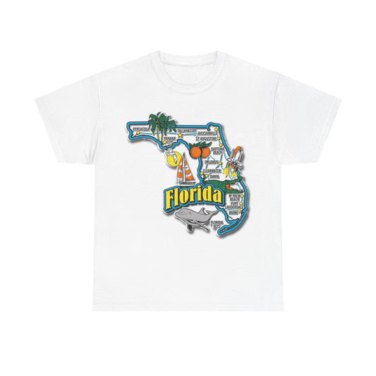 Florida Graphic Tshirt Summer Beach Miami Tampa Unisex Heavy Cotton Tee