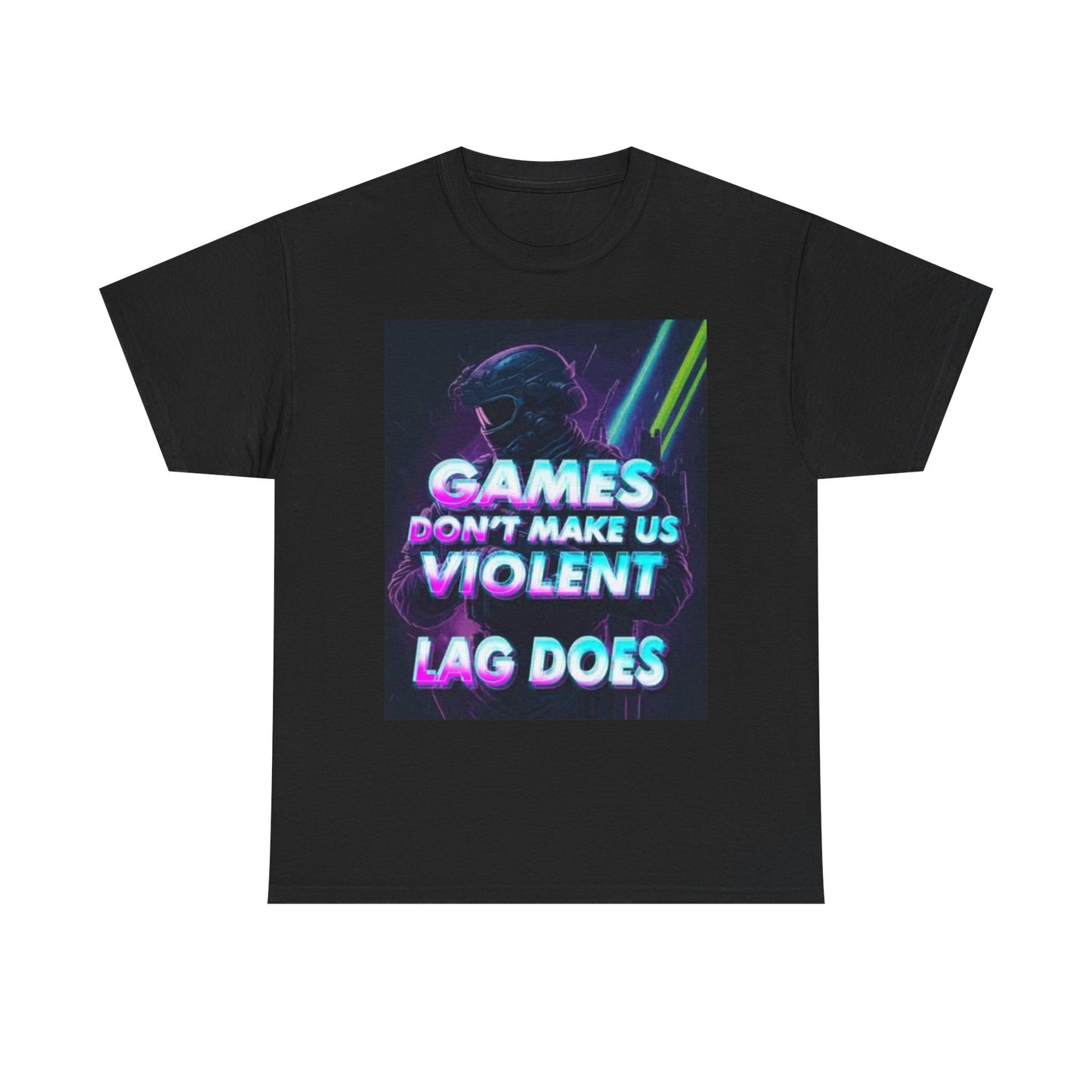 Games Dont Make Us Violent Shirt Funny Graphic Gamer Unisex Heavy Cotton Tee