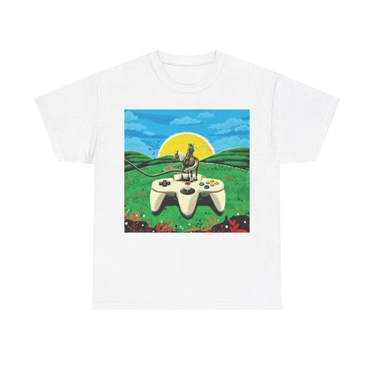 N64 Controller Gaming Tshirt Retro Gamer Painting Unisex Heavy Cotton Tee