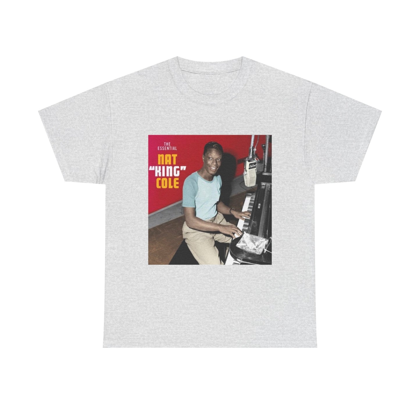 Nat King Cole Tshirt Vintage Piano Concert Poster retro Unisex Heavy Cotton Tee