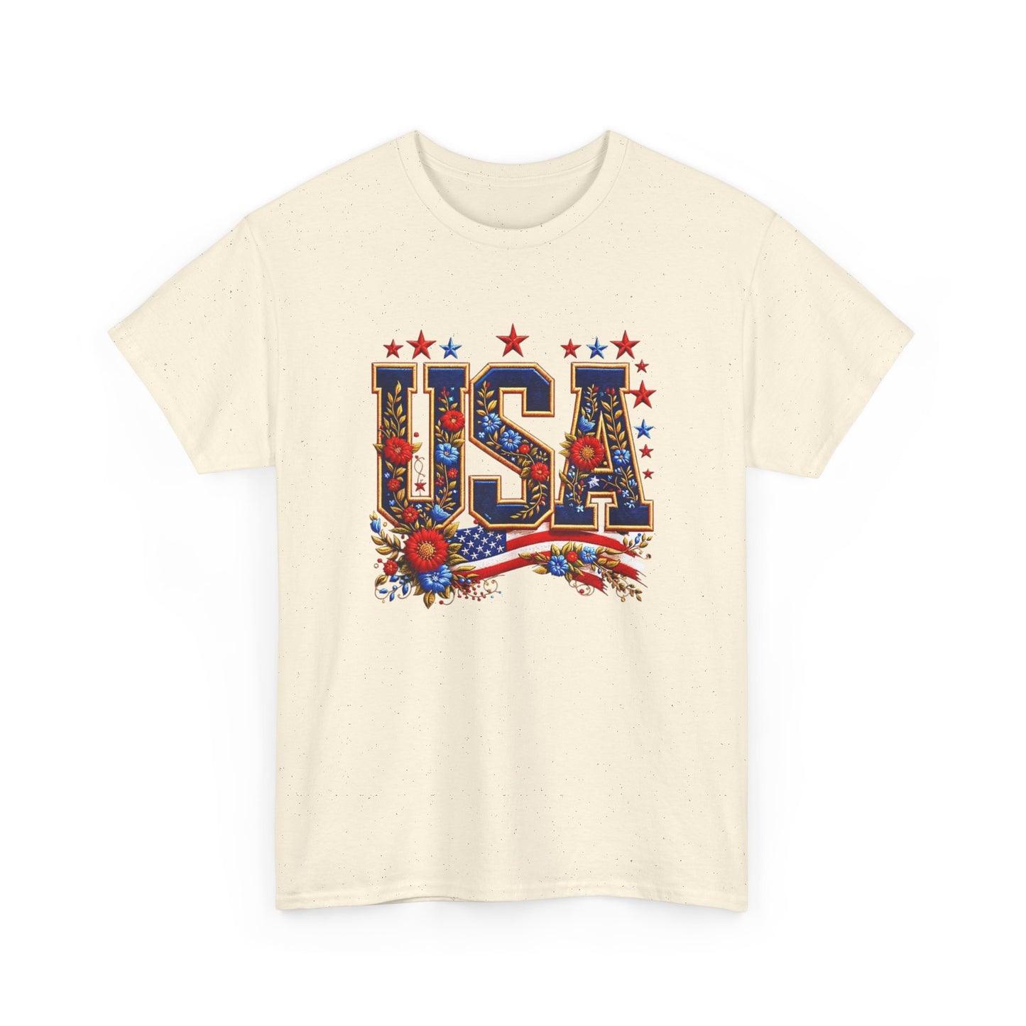 United States Floral Graphic T Shirt Unisex NEW Heavy Cotton Tee