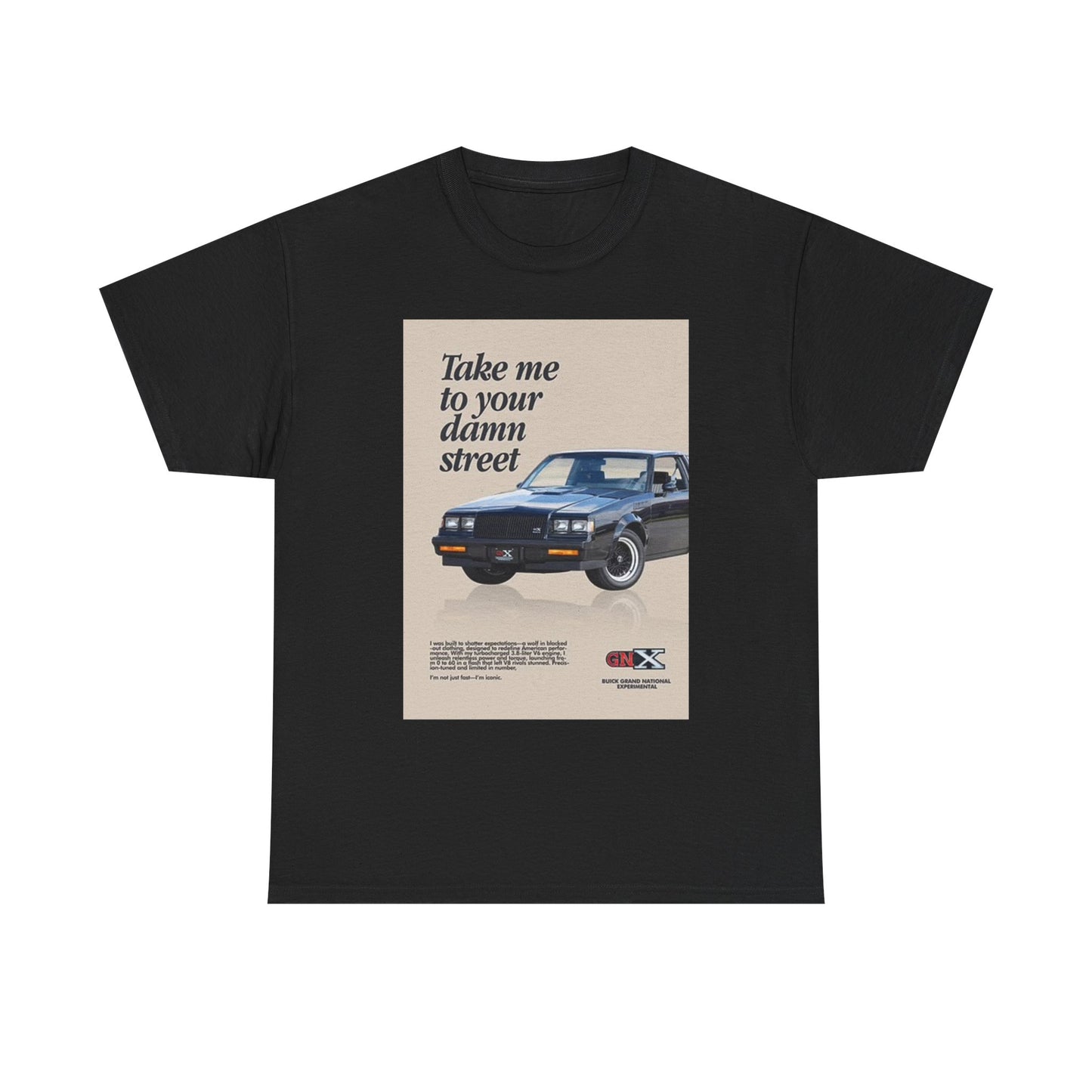 Black Grand National Graphic T Shirt Muscle Car Poster Unisex Heavy Cotton Tee