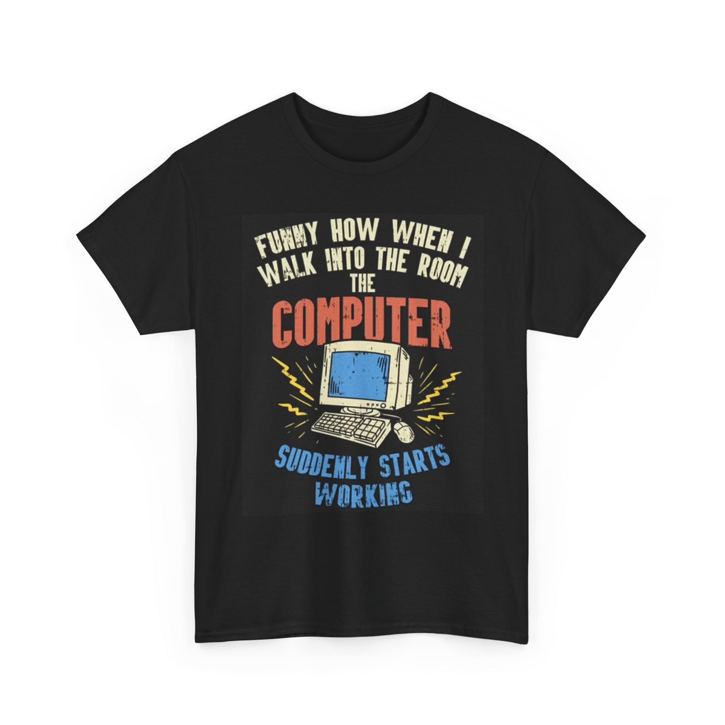 IT Department Funny T Shirt Broken Computer Unisex Heavy Cotton Tee