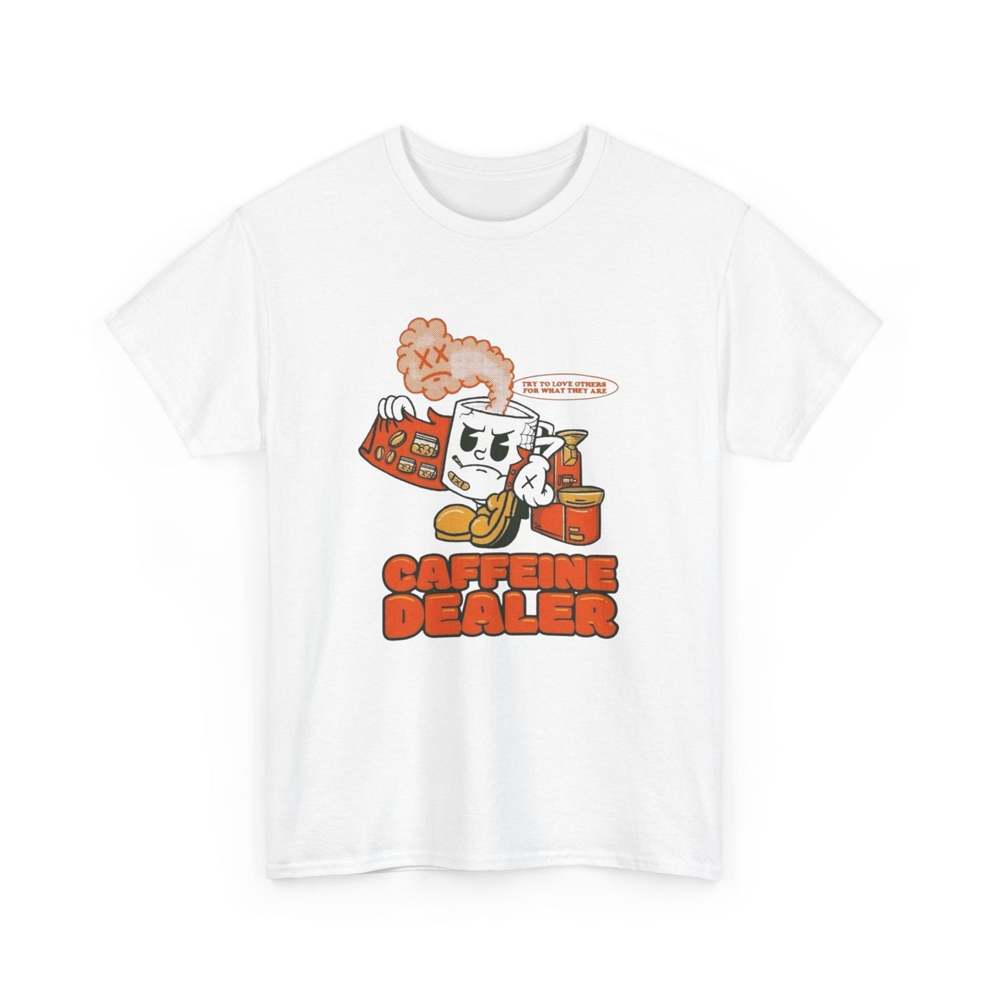 Caffeine Dealer Funny Graphic T Shirt Unisex Heavy Cotton Tee